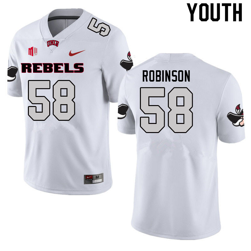 Youth #58 Seth Robinson UNLV Rebels College Football Jerseys Sale-White